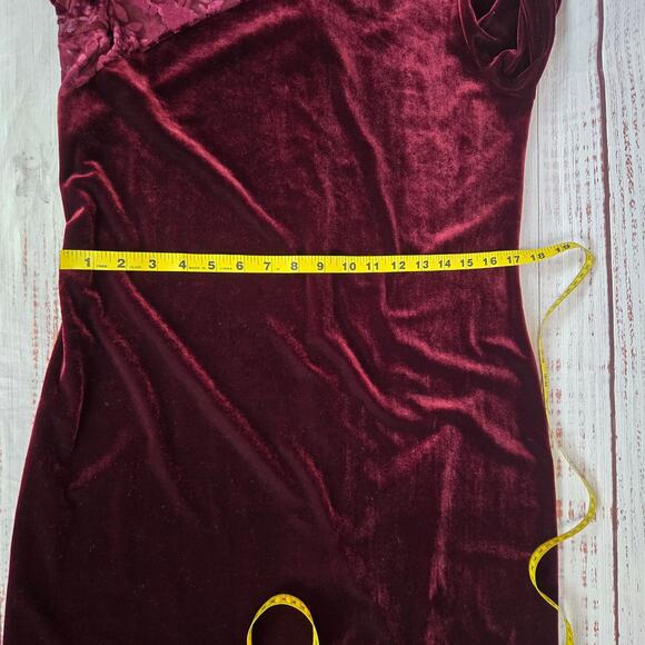 Vtg Coldwater Creek Velvet Lace Burgandy Midi Dress Size 10 Long Sleeve Holiday - Picture 9 of 14